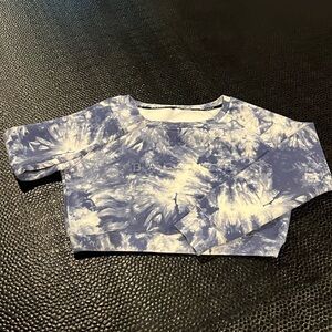 Blue tie dye cropped sweatshirt